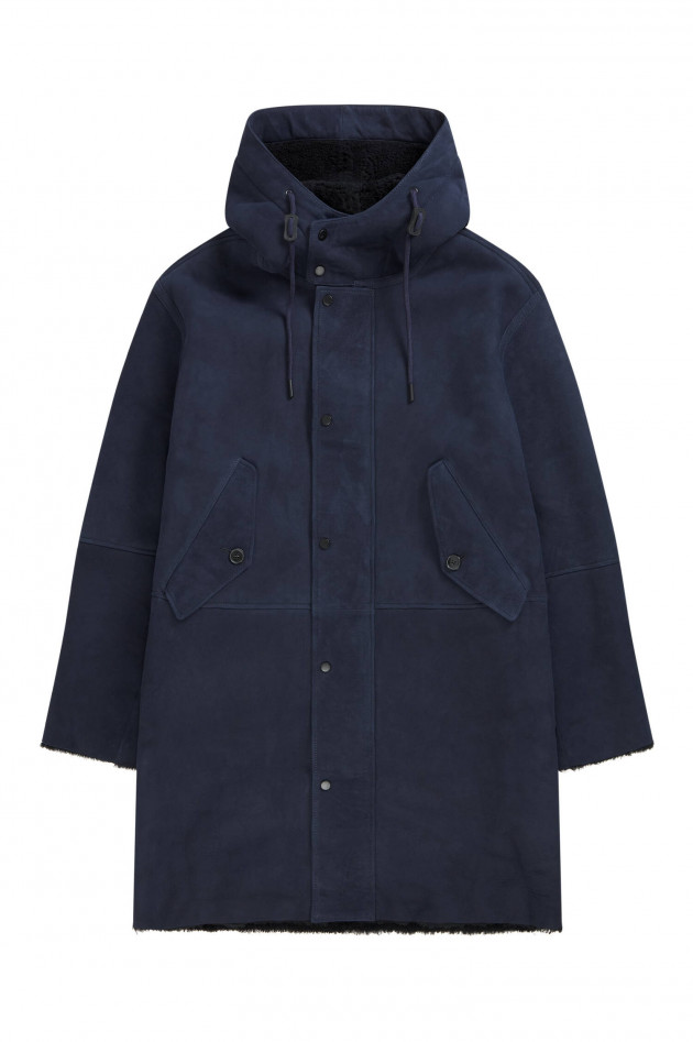 Closed Parka aus Lammfell in Indigo blau