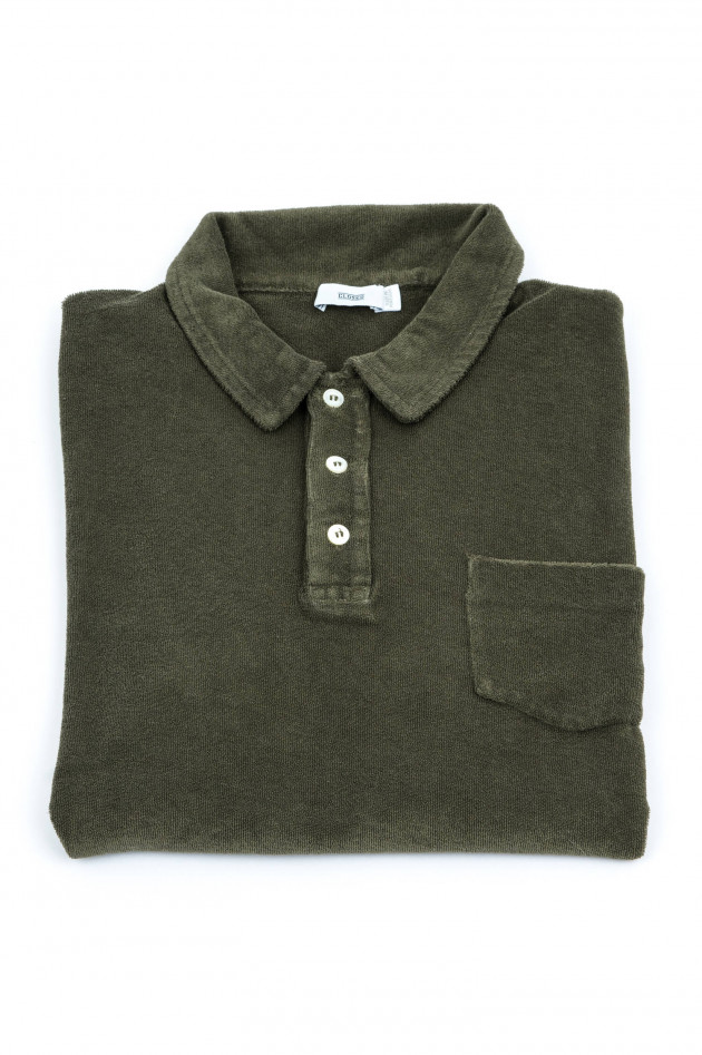 Closed Frottee Polo in Khaki