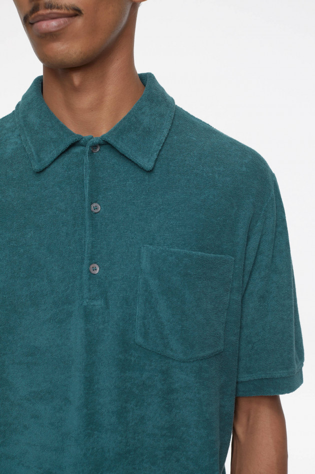 Closed Frottee Poloshirt in Petrol
