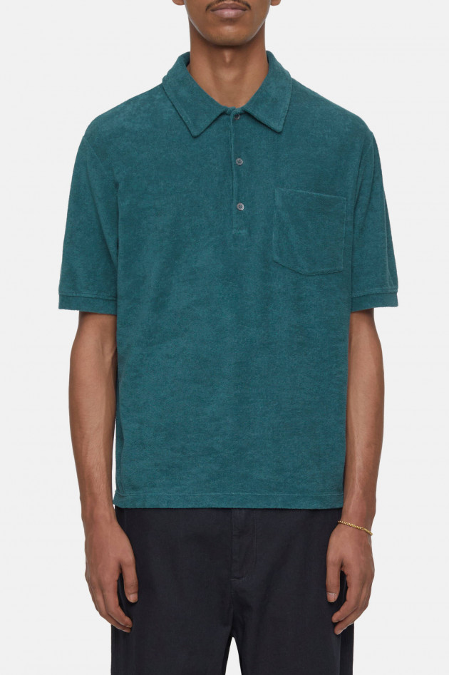 Closed Frottee Poloshirt in Petrol