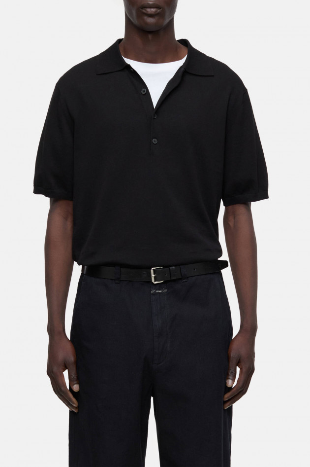 Closed Feinstrick-Polo in Schwarz