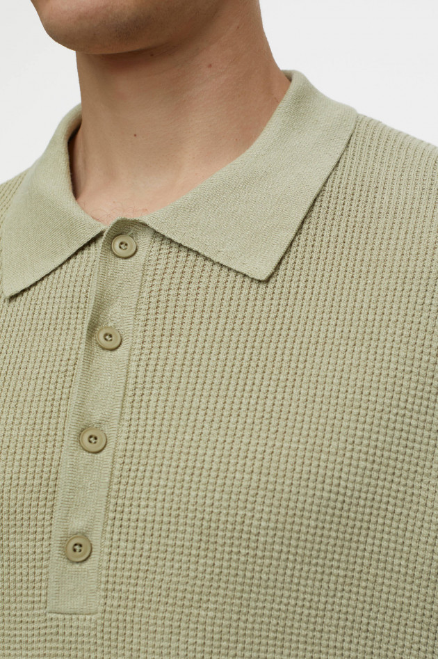 Closed Poloshirt aus Leinen-Baumwoll-Mix  in Salbei
