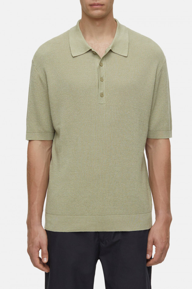 Closed Poloshirt aus Leinen-Baumwoll-Mix  in Salbei