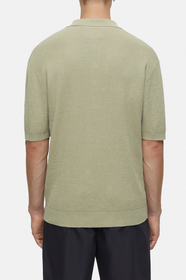 Closed Poloshirt aus Leinen-Baumwoll-Mix  in Salbei