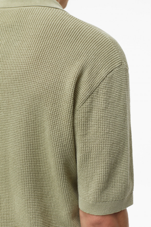Closed Poloshirt aus Leinen-Baumwoll-Mix  in Salbei