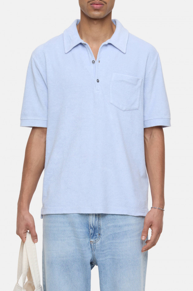 Closed Poloshirt aus Frottee in Hellblau