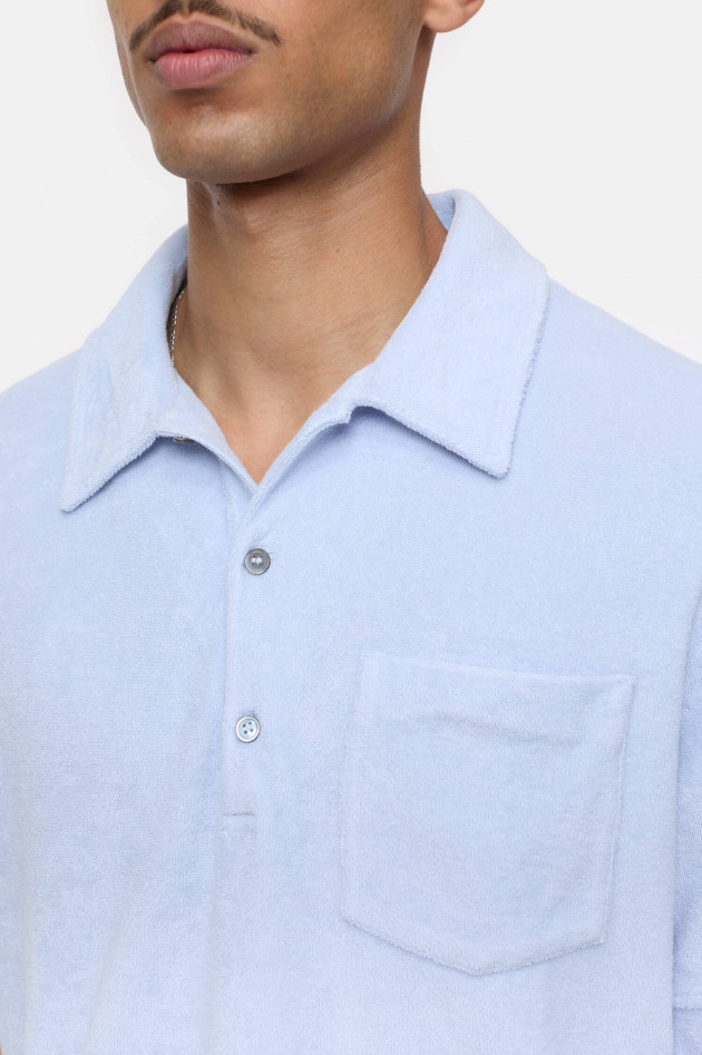Closed Poloshirt aus Frottee in Hellblau