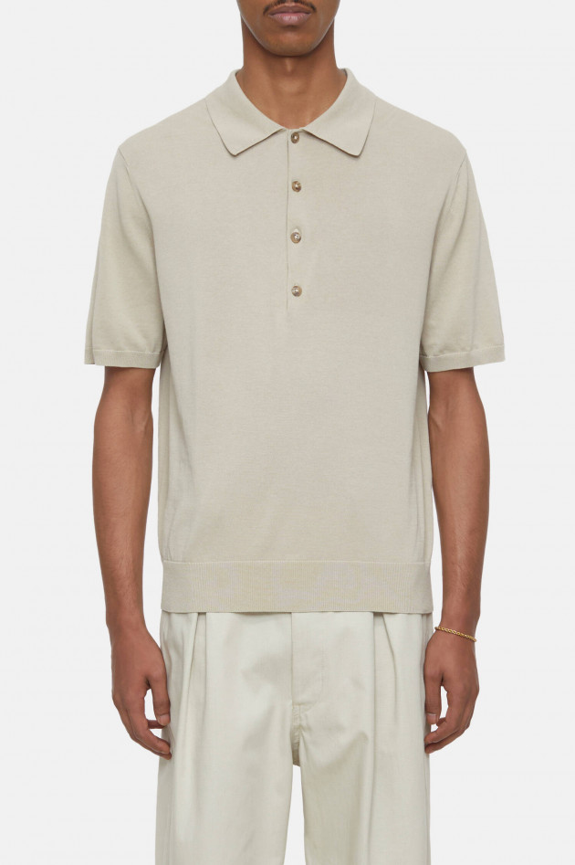 Closed Feinstrick-Polo in Sand