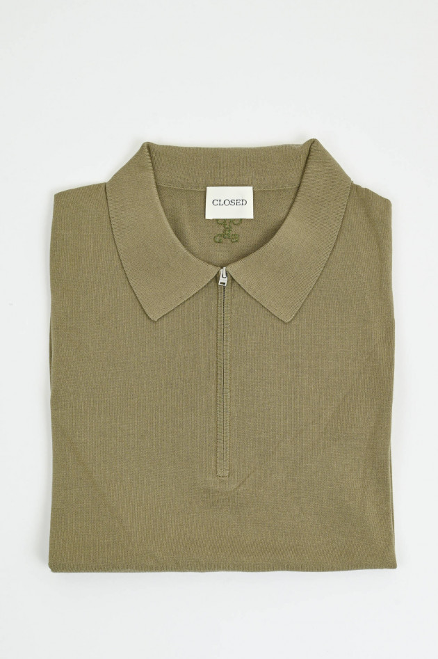 Closed Poloshirt mit Zip in Chino Green