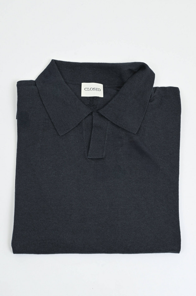 Closed Poloshirt aus Leinen-Mix in Schwarz