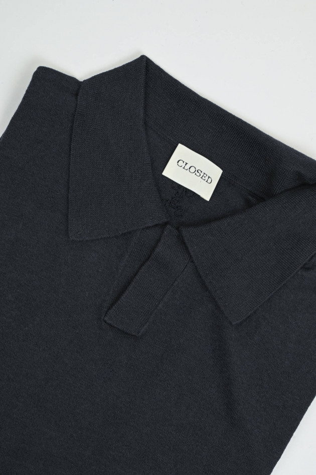 Closed Poloshirt aus Leinen-Mix in Schwarz