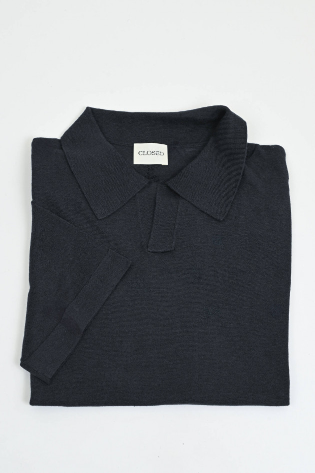 Closed Poloshirt aus Leinen-Mix in Schwarz