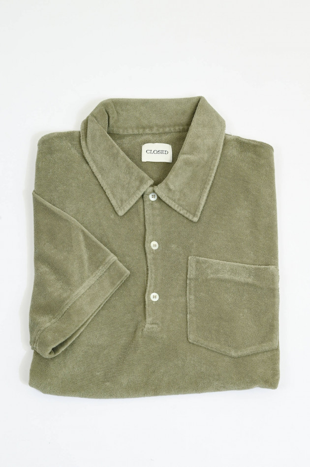 Closed Poloshirt aus Baumwoll-Frottee in Chino Green