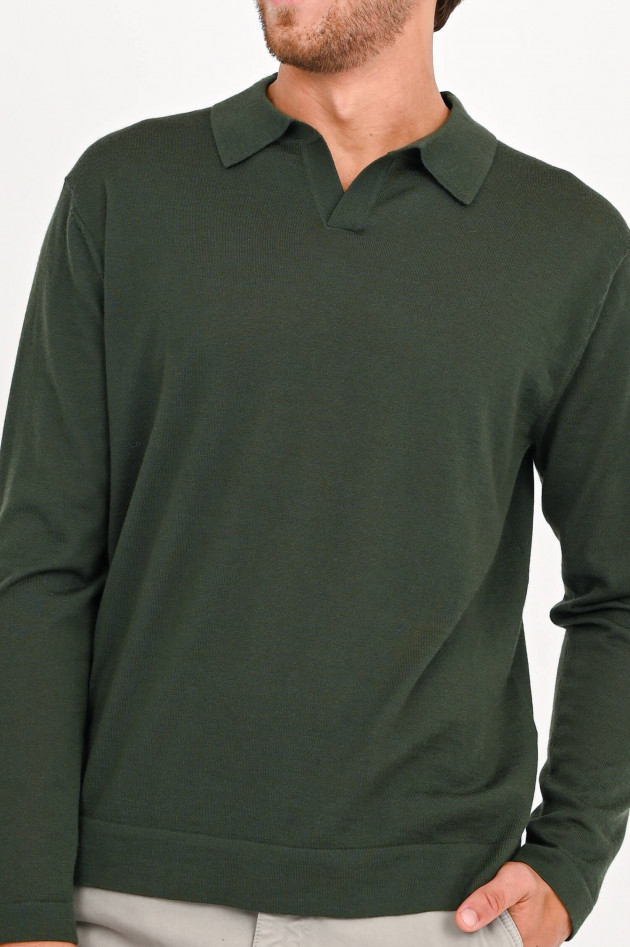 Closed Longsleeve Poloshirt aus Cashmere in Oliv