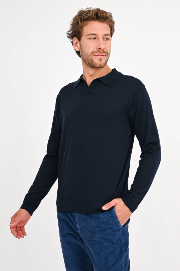 Closed Longsleeve mit Polo-Kragen aus Cashmere in Navy