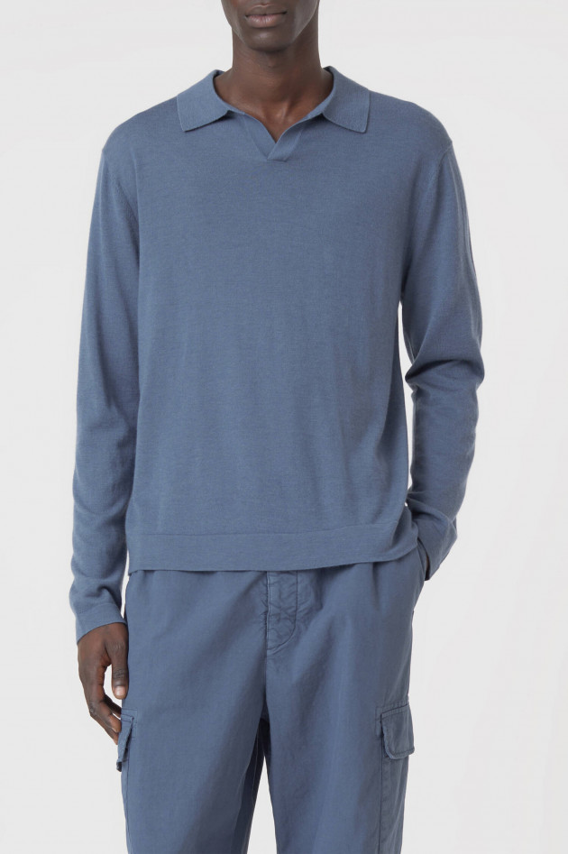 Closed Strick Poloshirt in Mittelblau