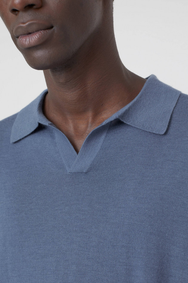 Closed Strick Poloshirt in Mittelblau