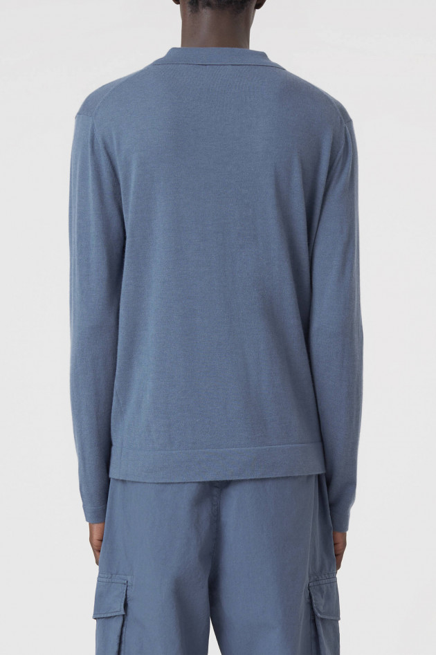 Closed Strick Poloshirt in Mittelblau
