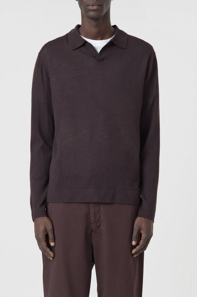 Closed Strick Poloshirt in Aubergine