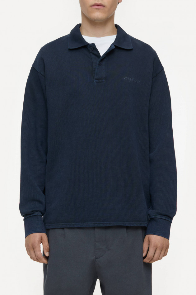 Closed Langarm-Poloshirt in Navy