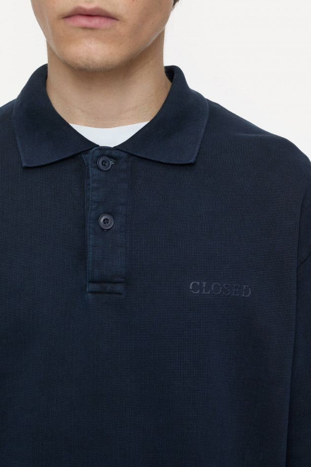 Closed Langarm-Poloshirt in Navy