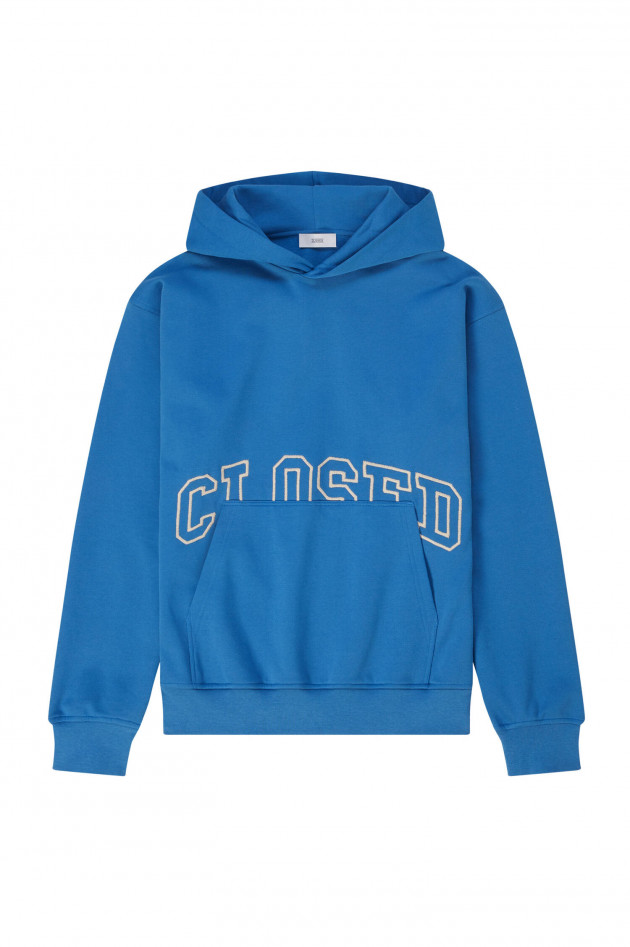 Closed Hoodie mit Label-Stitching in Blau