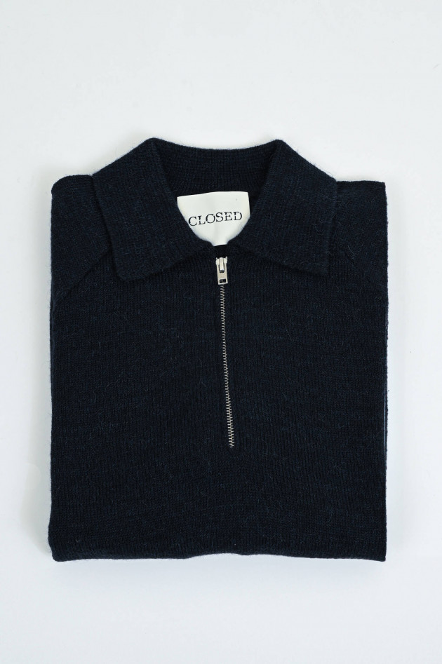 Closed Gestrickter Polo-Pullover in Dark Blue
