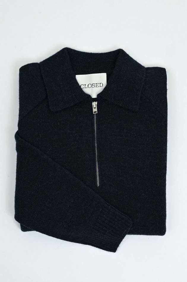 Closed Gestrickter Polo-Pullover in Dark Blue