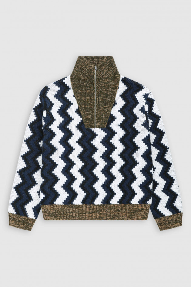 Closed Strickpullover aus Alpaka Mix in Blau/Weiß