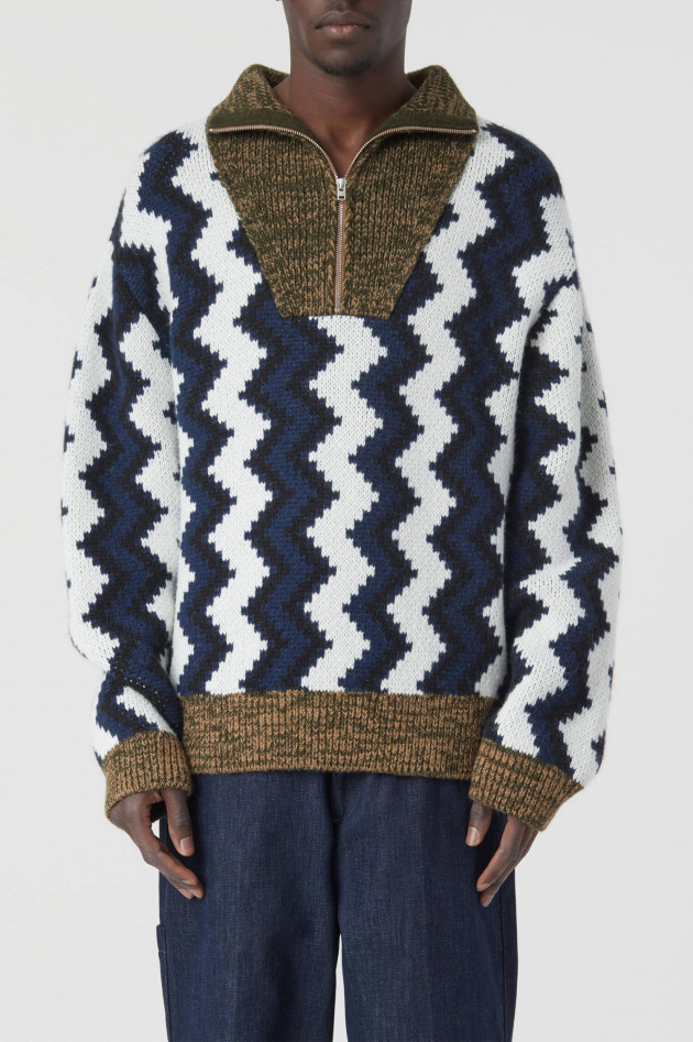 Closed Strickpullover aus Alpaka Mix in Blau/Weiß