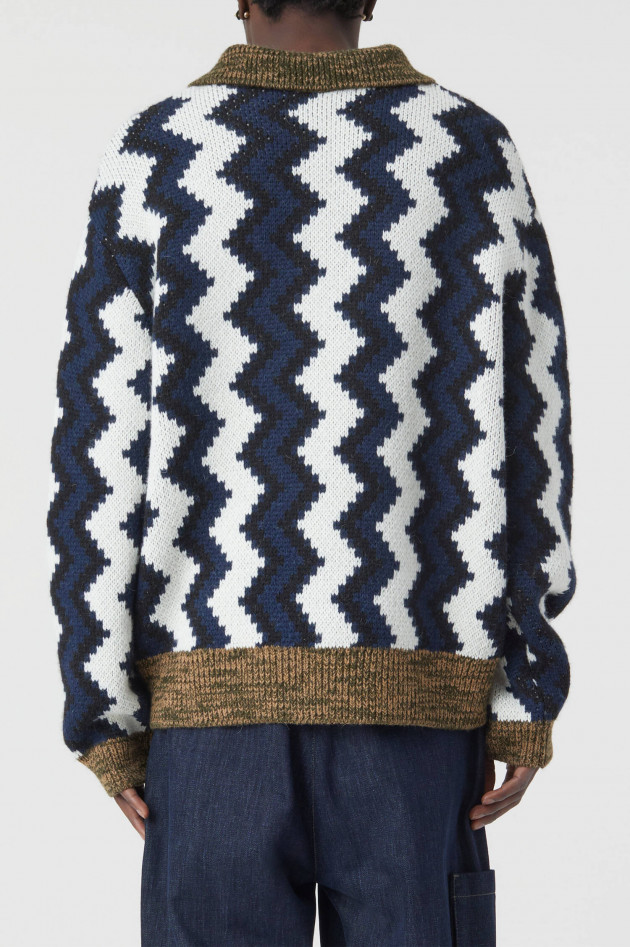 Closed Strickpullover aus Alpaka Mix in Blau/Weiß