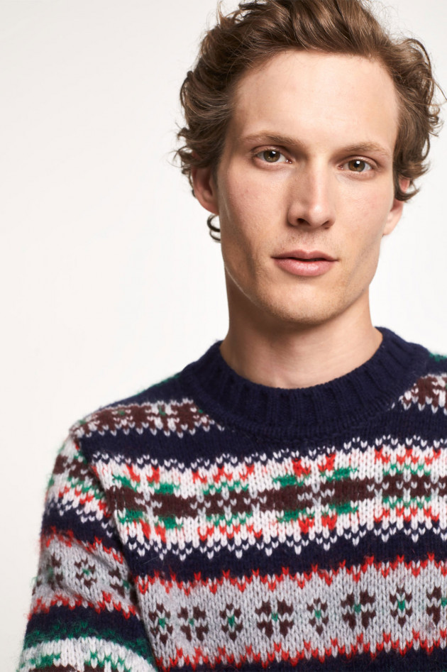 Closed Pullover Fair - Isle in Navy gemustert