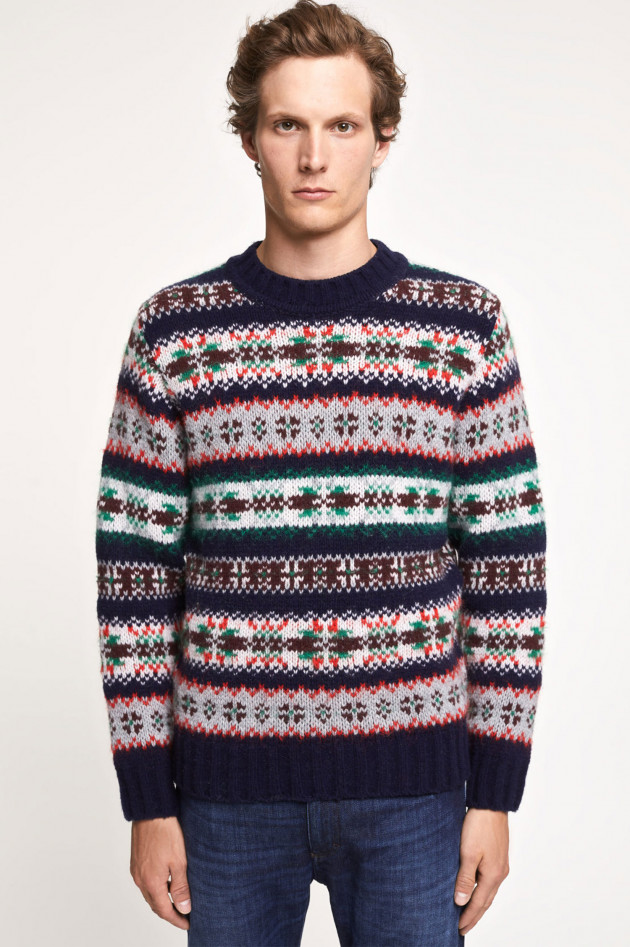 Closed Pullover Fair - Isle in Navy gemustert