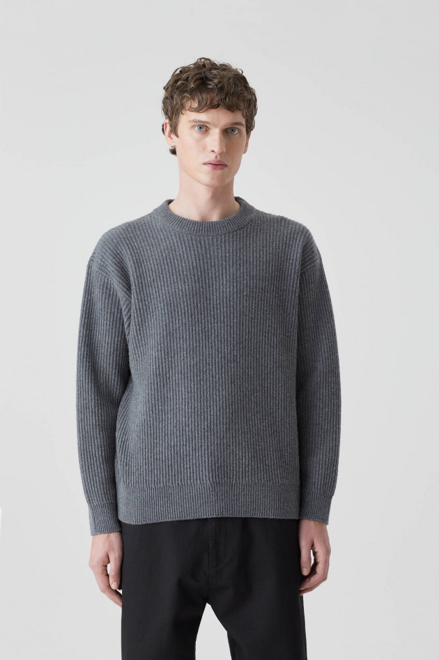 Closed Pullover aus Rippstrick in Anthrazit