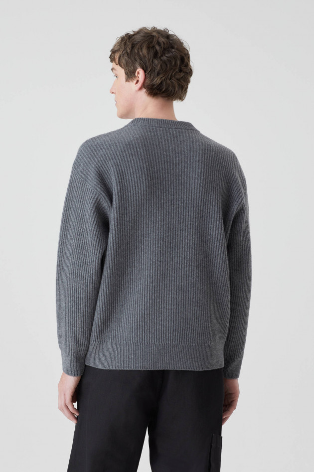 Closed Pullover aus Rippstrick in Anthrazit