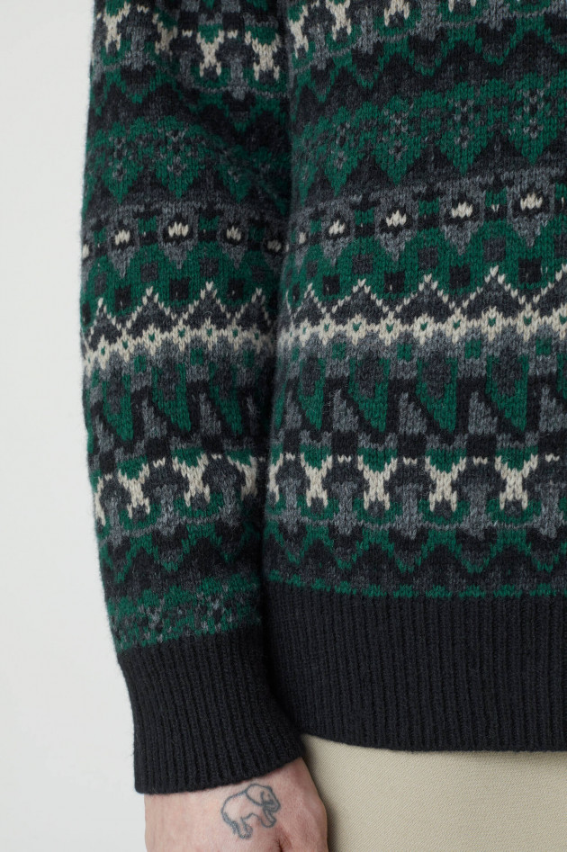Closed Norweger Pullover in Grün/Schwarz