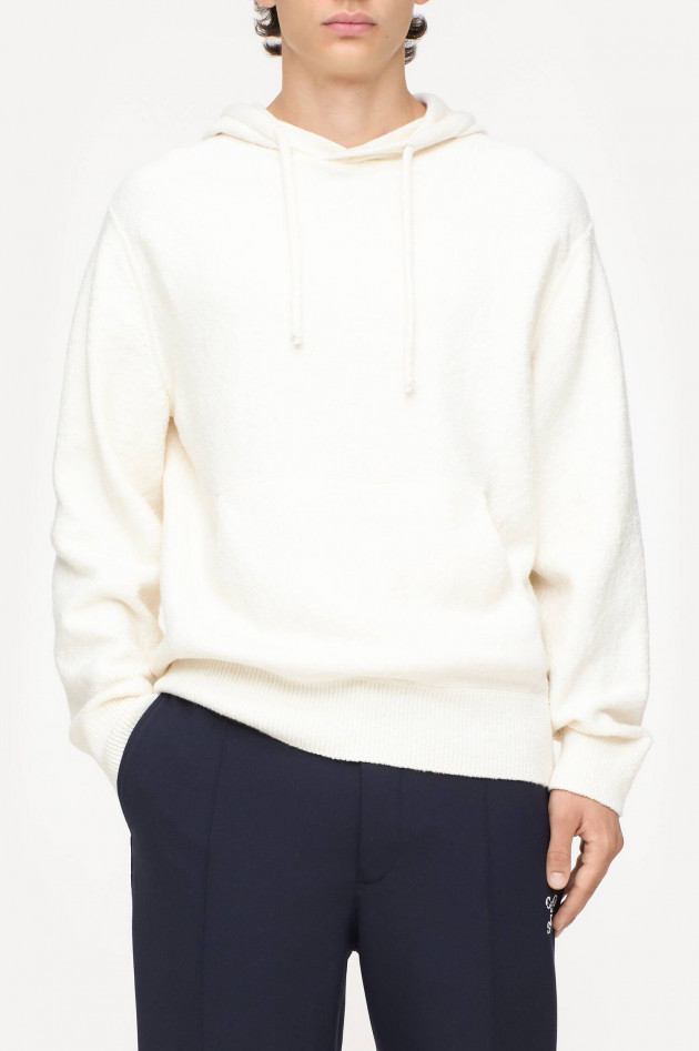 Closed Kapuzenpullover mit Frotteeoptik in Creme