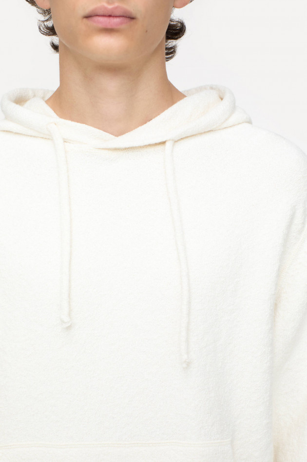 Closed Kapuzenpullover mit Frotteeoptik in Creme