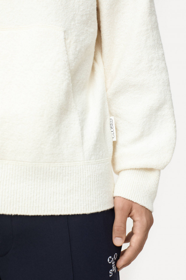 Closed Kapuzenpullover mit Frotteeoptik in Creme
