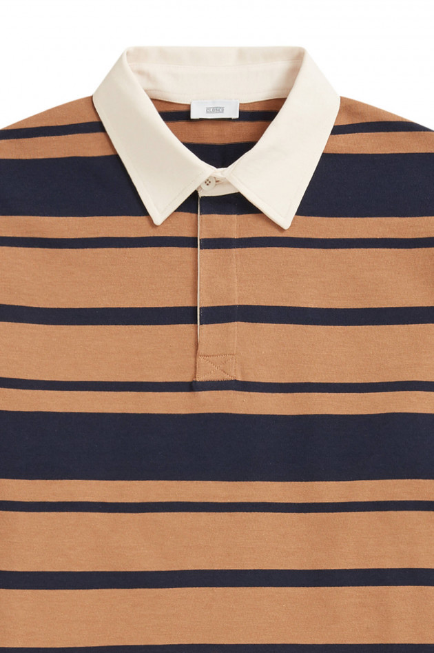Closed Gestreiftes Rugby Shirt in Navy/Camel