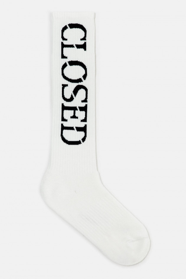 Closed Hohe Socken mit Schriftzug in Weiß