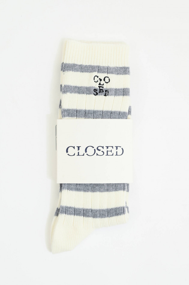 Closed Gestreifte Socken aus Baumwoll-Mix in Grau/Weiß