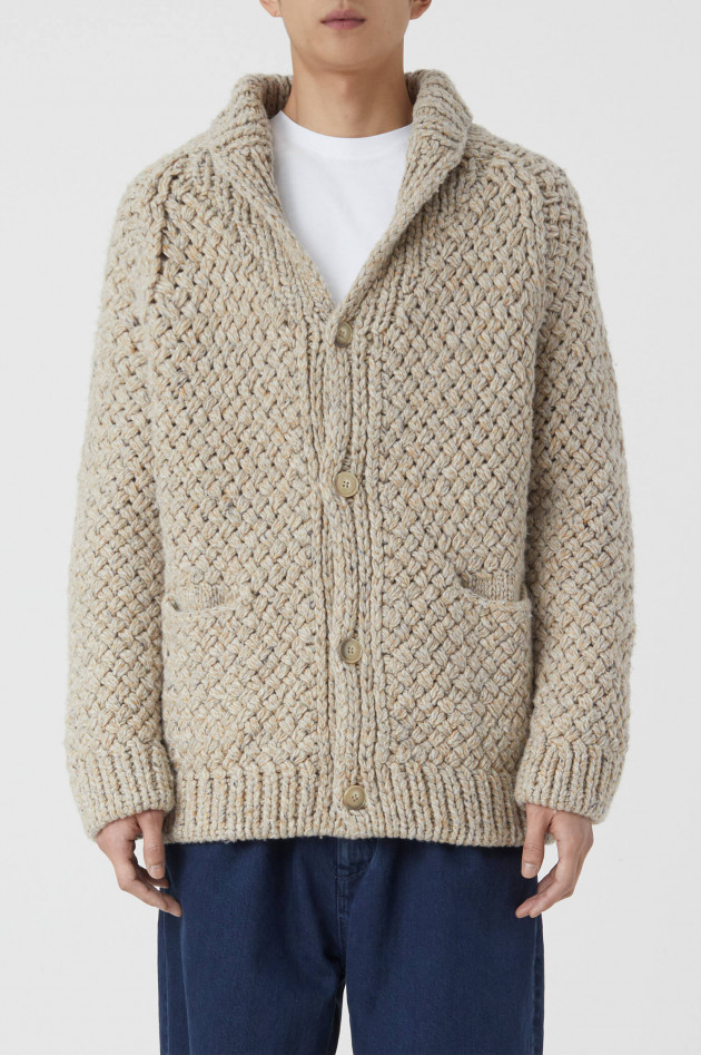 Closed Handgestrickter Cardigan in Beige meliert