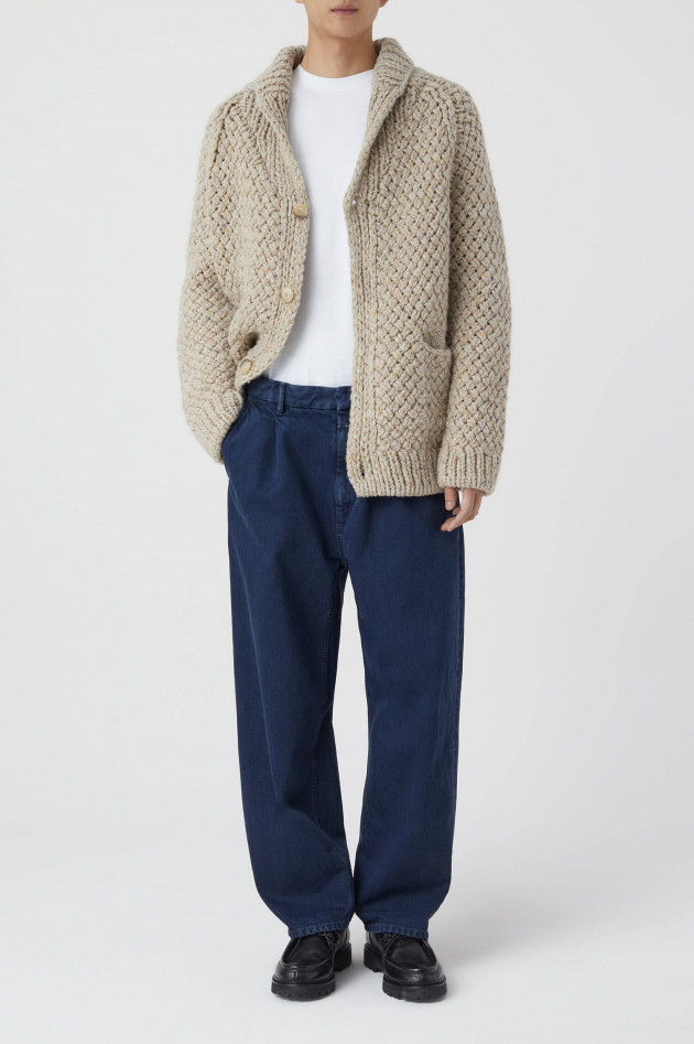 Closed Handgestrickter Cardigan in Beige meliert