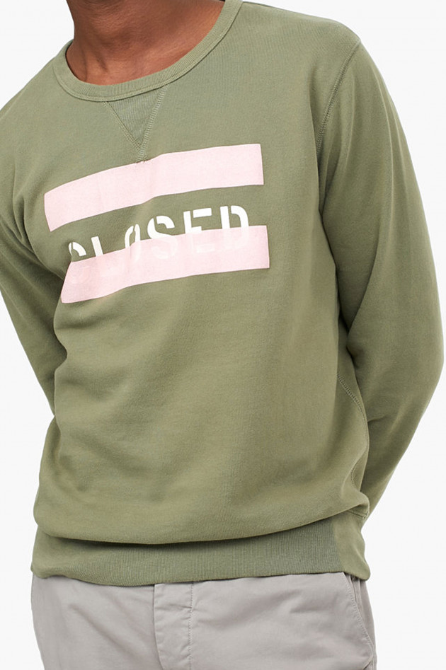 Closed Sweatshirt mit Print in Oliv/Rosa