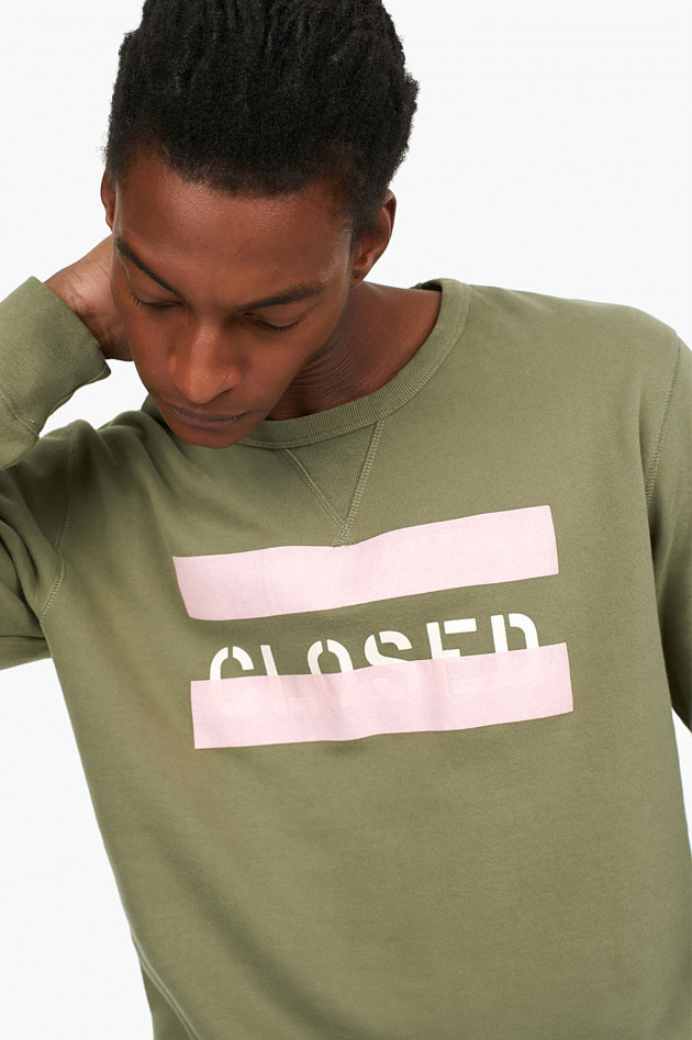 Closed Sweatshirt mit Print in Oliv/Rosa