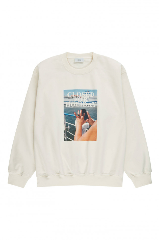 Closed Organic Sweatshirt mit XL-Frontprint in Creme
