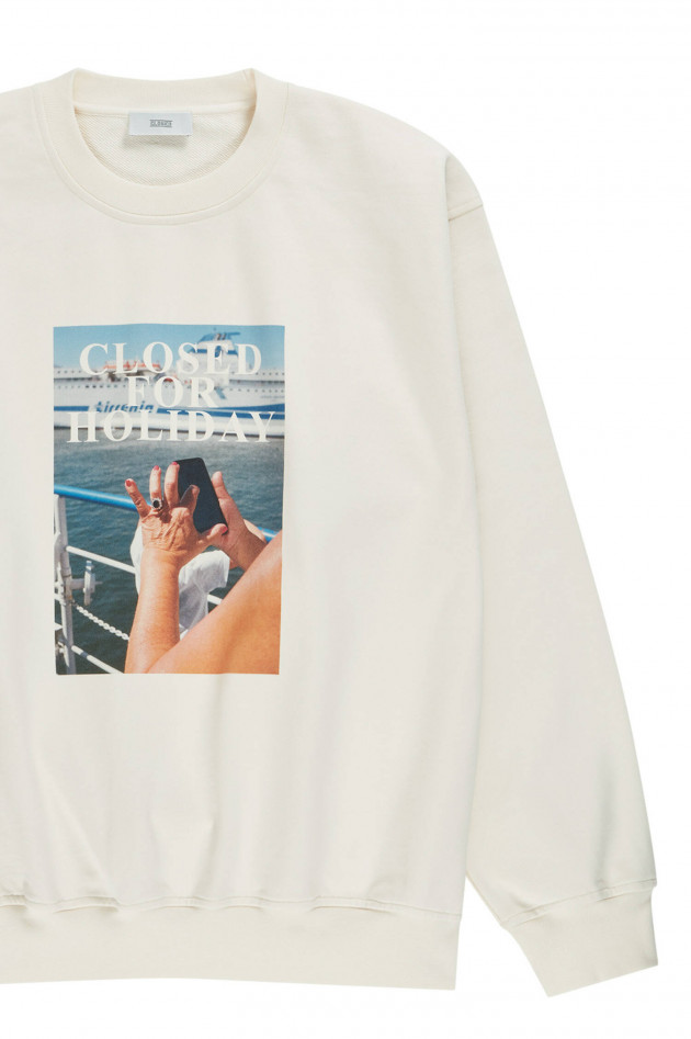 Closed Organic Sweatshirt mit XL-Frontprint in Creme