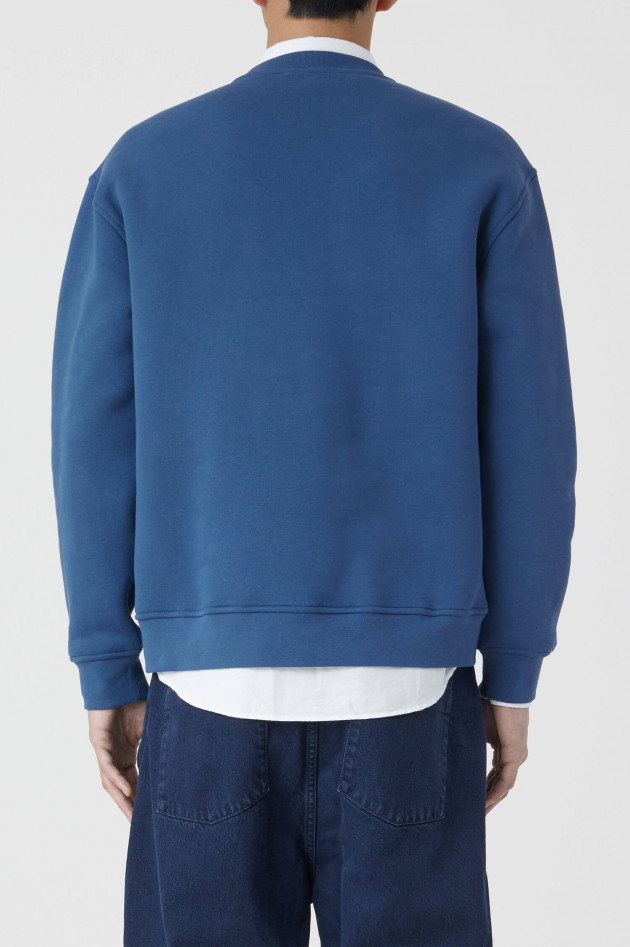 Closed Jersey Sweatermit Logo Print in Mittelblau