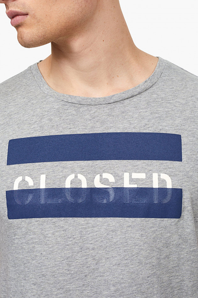 Closed T-Shirt mit Print in Grau/Blau